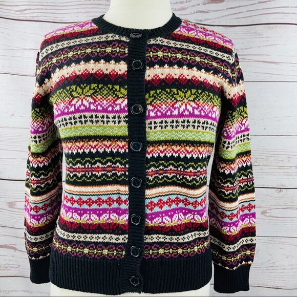 Tiara International multicolor nordic style sweater cardigan - Picture 1 of 11